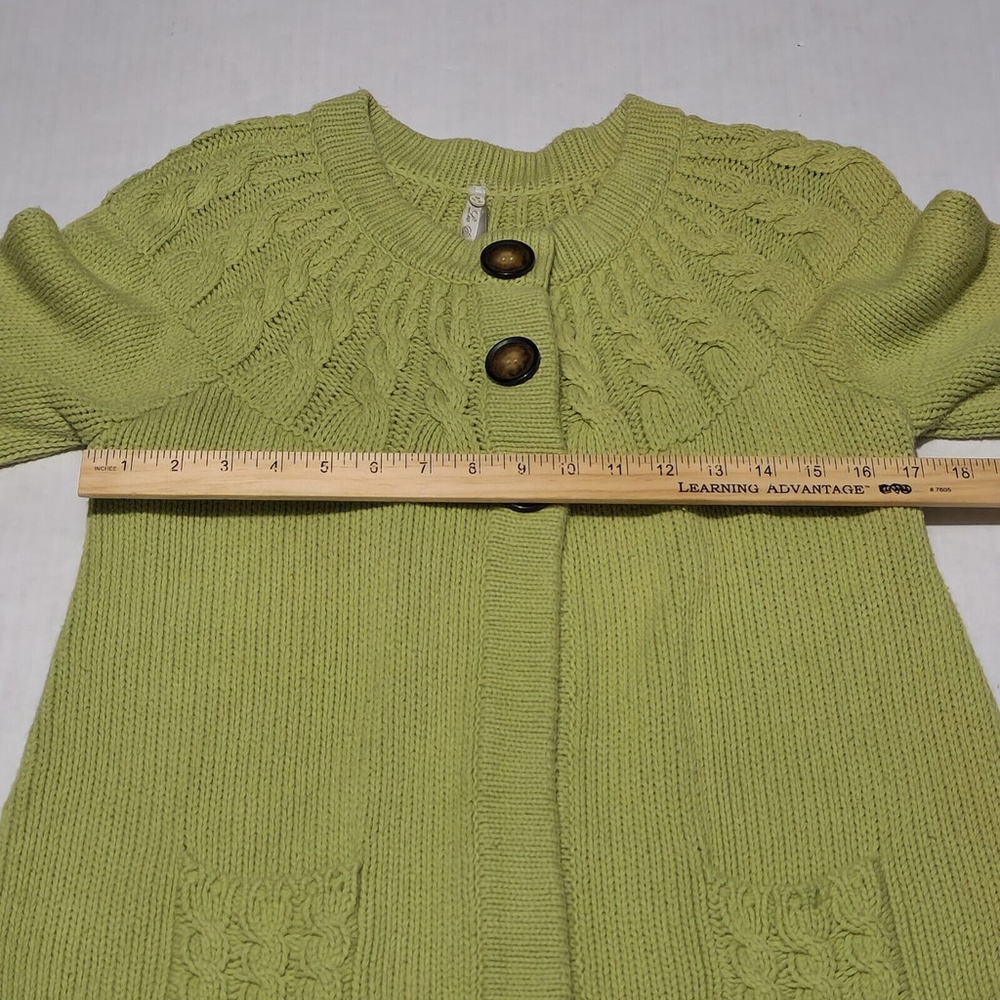 Women's Green Cardigan Cable Knit Buttons Pockets Casual Cottagecore Boho Large - Picture 6 of 14